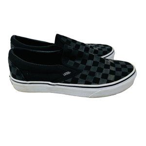 Vans women 7 men 5.5 Slip On Checkerboard Black Gray Low Top Skate Shoes